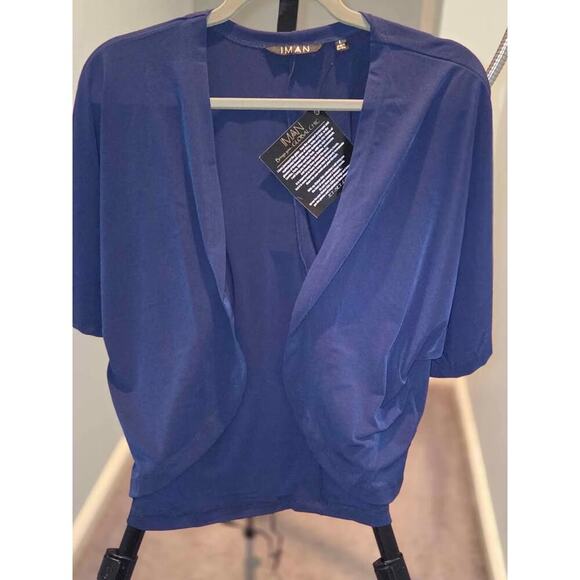 IMAN Global Chic Open Front Cardigan – Navy Blue, Size L (NWT) - Picture 1 of 5